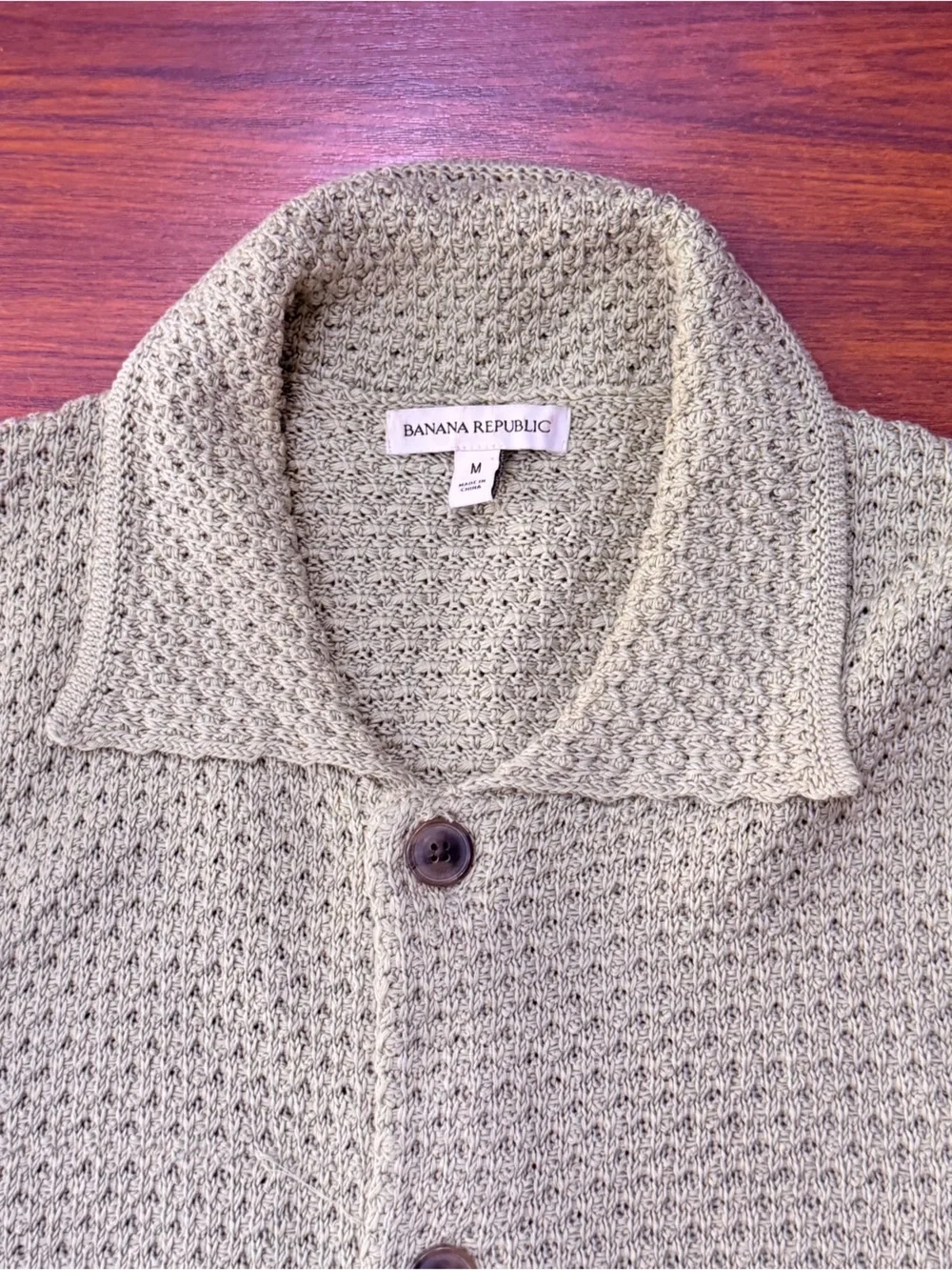 Banana Republic Textured Short-Sleeve Polo Cardigan - Light Taupe